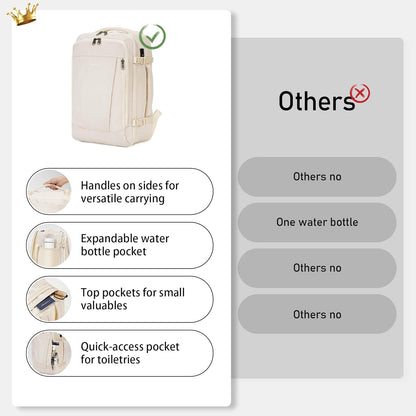 ECOHUB 16'' Reise-Rucksack Handgepäck Unterseat-Rucksack Persönlicher Gegenstand Flugzeug-Reisetasche mit 13 Taschen Handgepäck Flaschenhalter USB-Ladeanschluss Casual Daypack für Frauen Männer Schwarz
