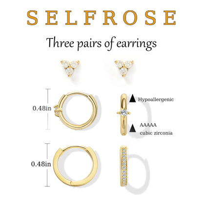 Gold Earrings For Women, Dainty Huggie Earrings Stack 14K Gold Plated Pearl Dangle Earrings for Women Trendy Cute Hypoallergenic Unique Gold Earring Stack Fashion Gold Jewelry Gifts