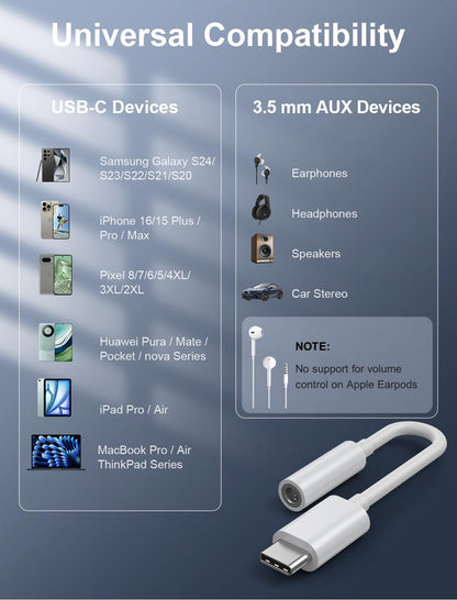 USB-C to 3.5mm Audio Headphone Adapter - A Game Changer for Music Lovers