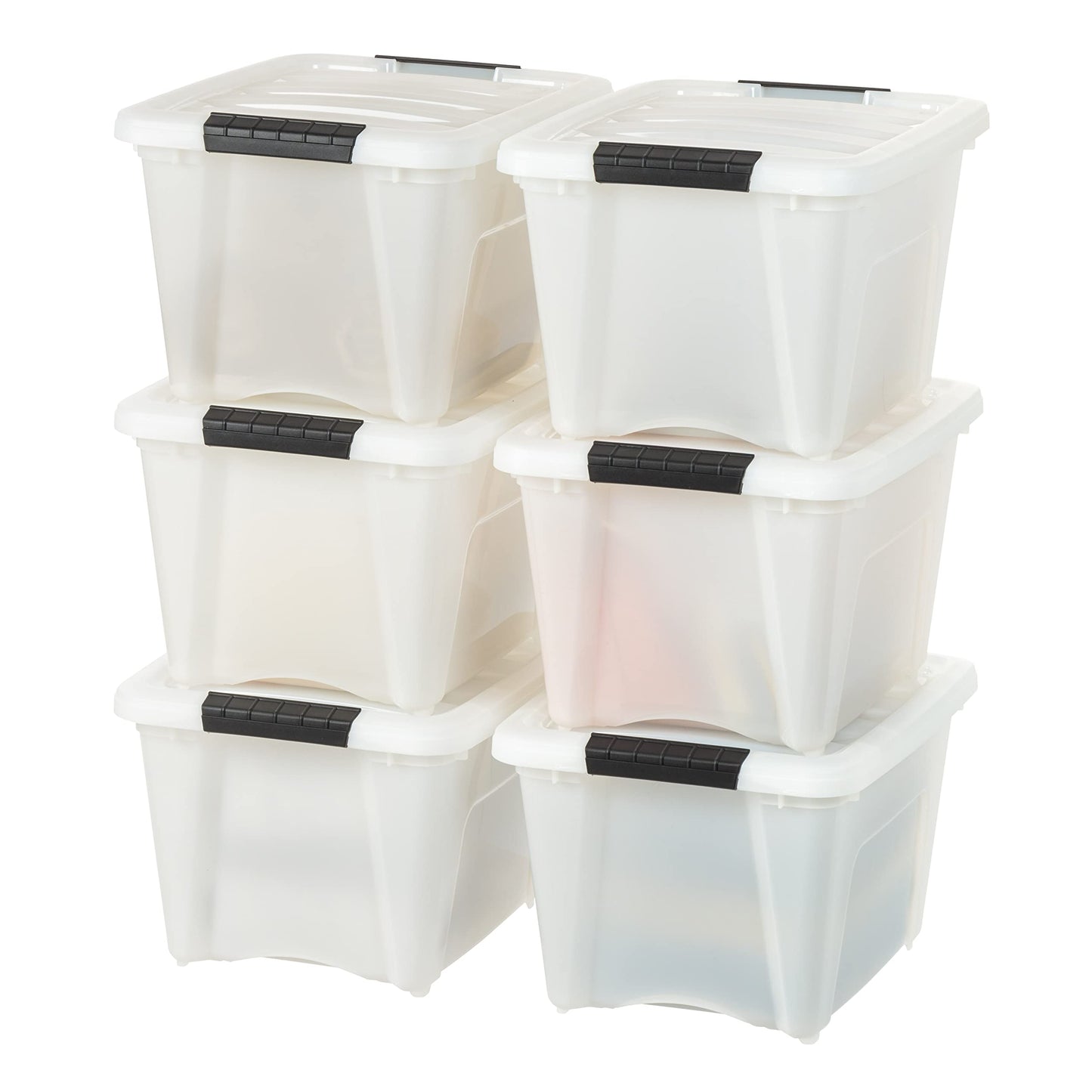 IRIS USA 6-Pack Clip Box with Latching Lids, 18 Quart Craft Storage Bins, Art & Writing Supply Containers for Home, Office & Classroom Organization