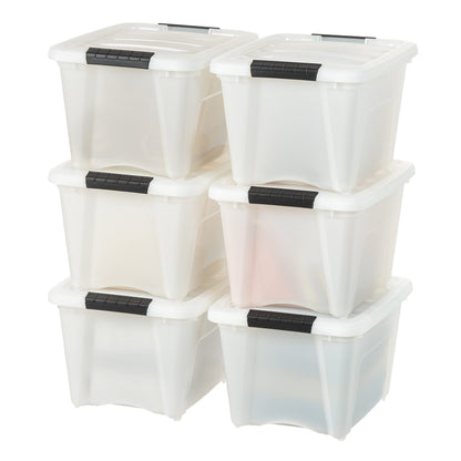 IRIS USA 6-Pack Clip Box with Latching Lids, 18 Quart Craft Storage Bins, Art & Writing Supply Containers for Home, Office & Classroom Organization