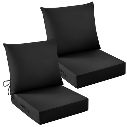 IASEAHK Outdoor Chair Cushions, 24 x 24 Inch Outdoor Cushion for Patio Furniture, Patio Chair Cushion, Waterproof & Fade Resistant Deep Patio Furniture Cushions Set with Handle and Ties, Navy Blue
