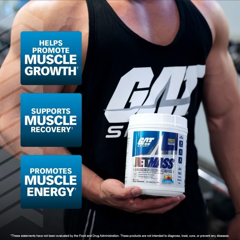 GAT Sport Jet Mass 30 Serve Creatine System, Tropical Ice, 25.4 Oz.