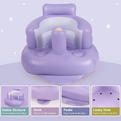 Aufblasbarer Babysitz, aufblasbarer Babystuhl für Babys ab 3 Monaten, aufblasbarer Sommerstuhl mit integrierter Luftpumpe, Baby-Bodensitz zum Sitzenlernen, Spielen, Campen, Orange