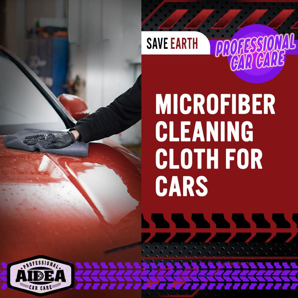 AIDEA Microfiber Cleaning Cloths-50PK, Microfiber Towels for Cars, Premium All-Purpose Car Cloth, Dusting Cleaning Rags, Absorbent Towels for SUVs, House, Kitchen, Window, Gift-12×12"