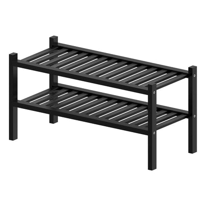 ROMGUAR CRAFT 3 Tier Bamboo Shoe Rack for Closet Free Standing Wood Shoe Shelf Storage Organizer for Entryway Small Space Stackable 27"x11"x20" (Natural)