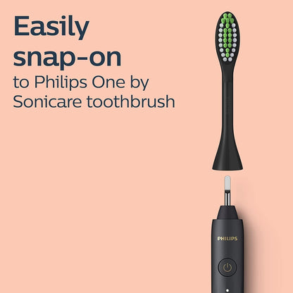 Philips One by Sonicare Ersatzbürstenköpfe, 2er-Pack, Schwarz, Kompatibel mit Philips One elektrische Zahnbürste, BH1022/06