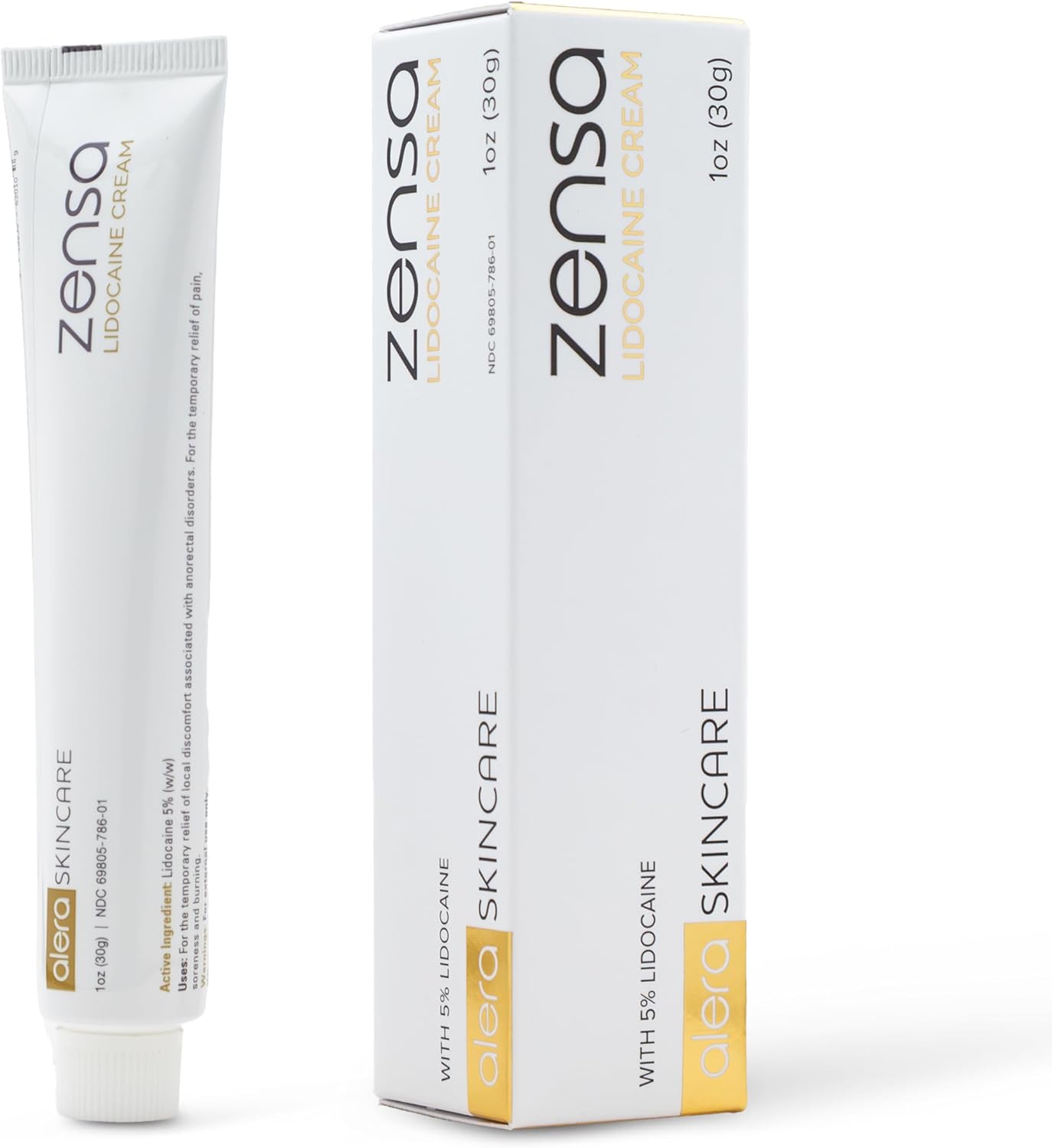 Zensa Numbing Cream 5% Lidocaine – Maximum Strength Topical Anesthetic with Vitamin E for Pain Relief from Hemorrhoids – Vegan, Cruelty-Free, Water-Based, Physiologic pH for Sensitive Skin – 30g