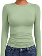 AUTOMET Womens Crew Neck Long Sleeve Shirts Compression Underscrubs Tops