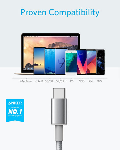 Anker Kabel [2 Stück 1,8m], USB A auf USB C Ladekabel für iPhone 17 Serie, Samsung Galaxy S10 S10+, LG V30, Beats Fit Pro und weitere (Schwarz).