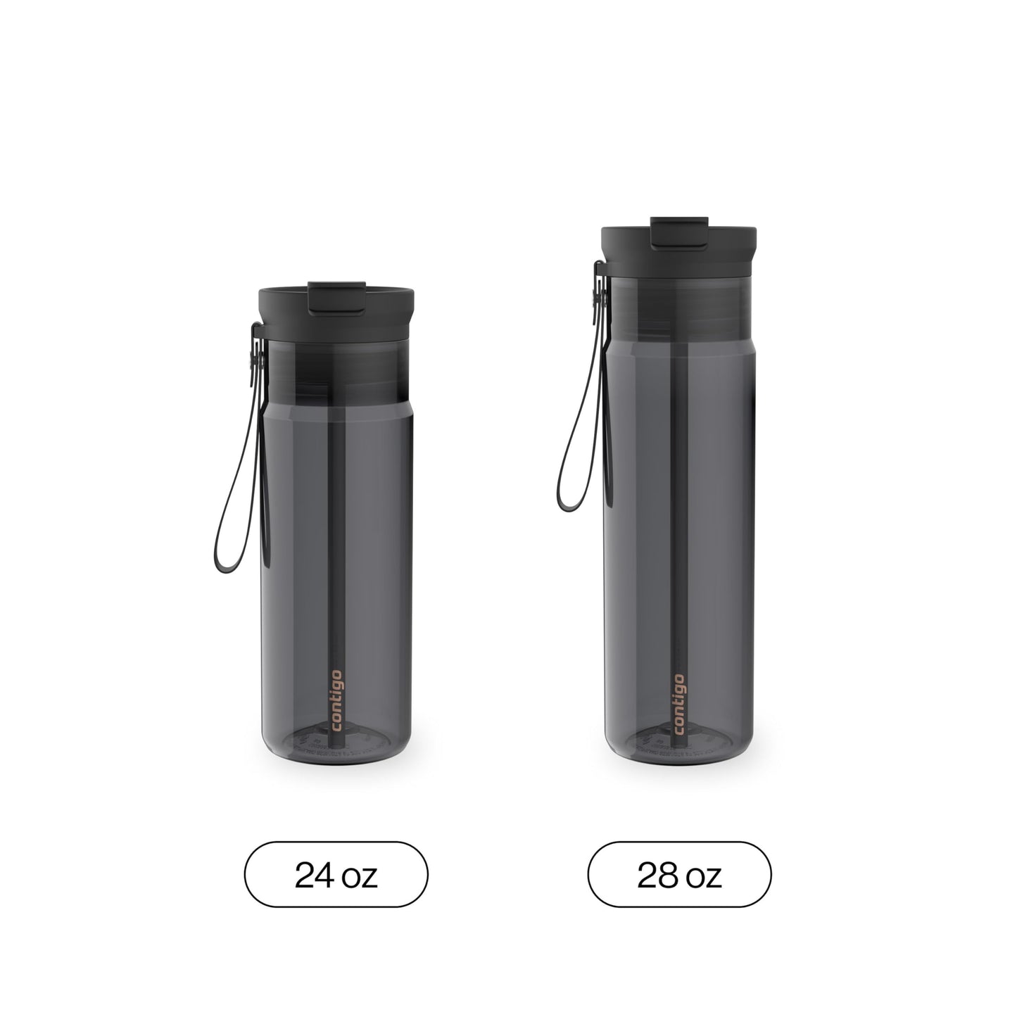 Contigo DualSip 24 oz Tritan Plastic Water Bottle with Carry Strap & 2-in-1 Leakproof Lid (Straw or Spout), BPA-Free, Dishwasher Safe