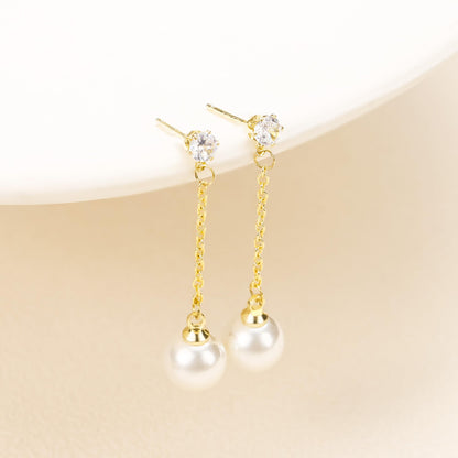 Trinckle Silber Tropfenohrringe mit Perlen, Silber Hängeohrringe für Frauen 5mm Brautperlen Lange Ohrringe für Muttertag, Weiß Boho Accessoires Hochzeitsschmuck, Silber Statement Ohrringe für Abschlussball Geburtstag