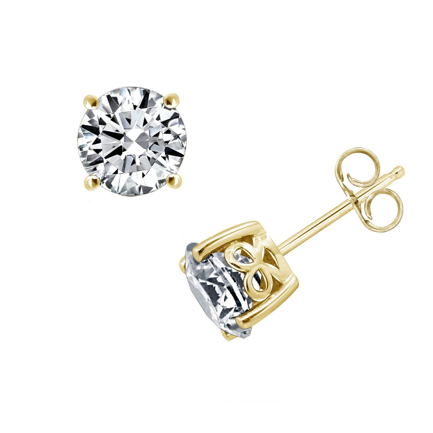 Amazon Essentials Yellow Gold Plated, Platinum or Rose Gold Plated Sterling Silver Infinite Elements Cubic Zirconia Stud Earrings | White, Blue, Green, or Pink Cubic Zirconia