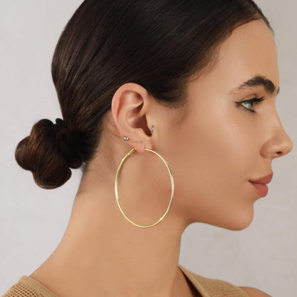 Große Gold Creolen für Frauen, Hypoallergene Dünne Gold Creolen, Sterling Silber Creolen für Damen, Extra Große, Mittelgroße, Große Creolen