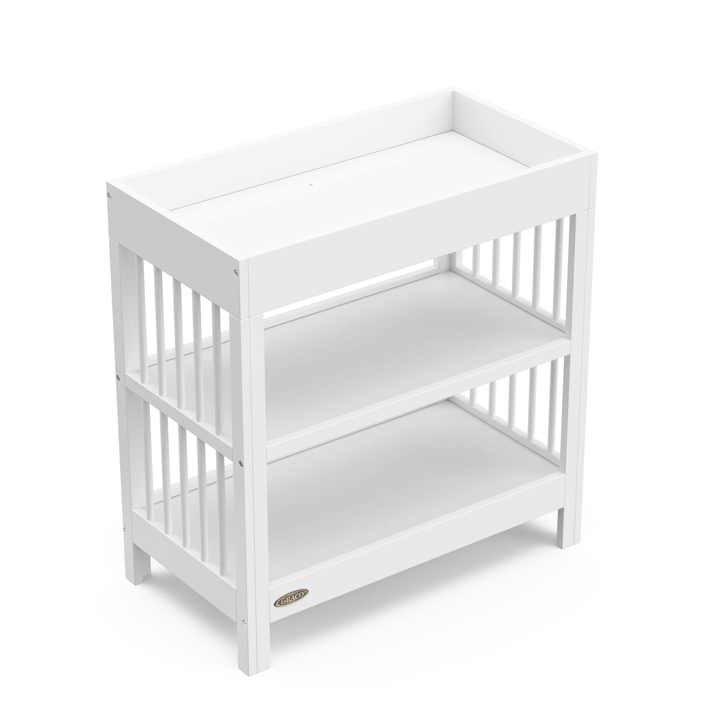 Graco Teddi Changing Table with Water-Resistant Changing Pad (Driftwood) - GREENGUARD Gold Certified, Includes Bonus Water-Resistant Changing Pad with Safety Strap, 2 Shelves, Easy-to-Match