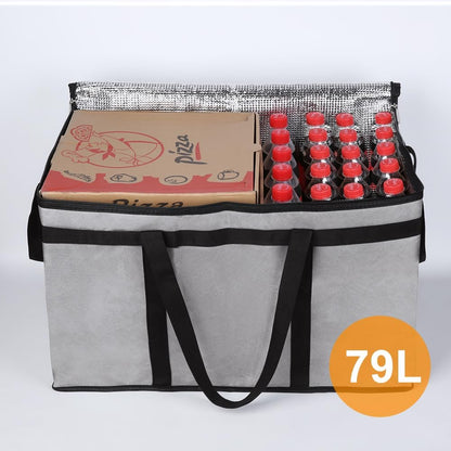 Bodaon Isolierte Essensliefertasche - Warm- & Kalthaltetransporttasche, Catering/Doordash Pizzawärmer, Einkaufstasche, Kühltasche für Partys (Schwarz-Rot, 1 St.), Ideal für den Transport warmer Speisen