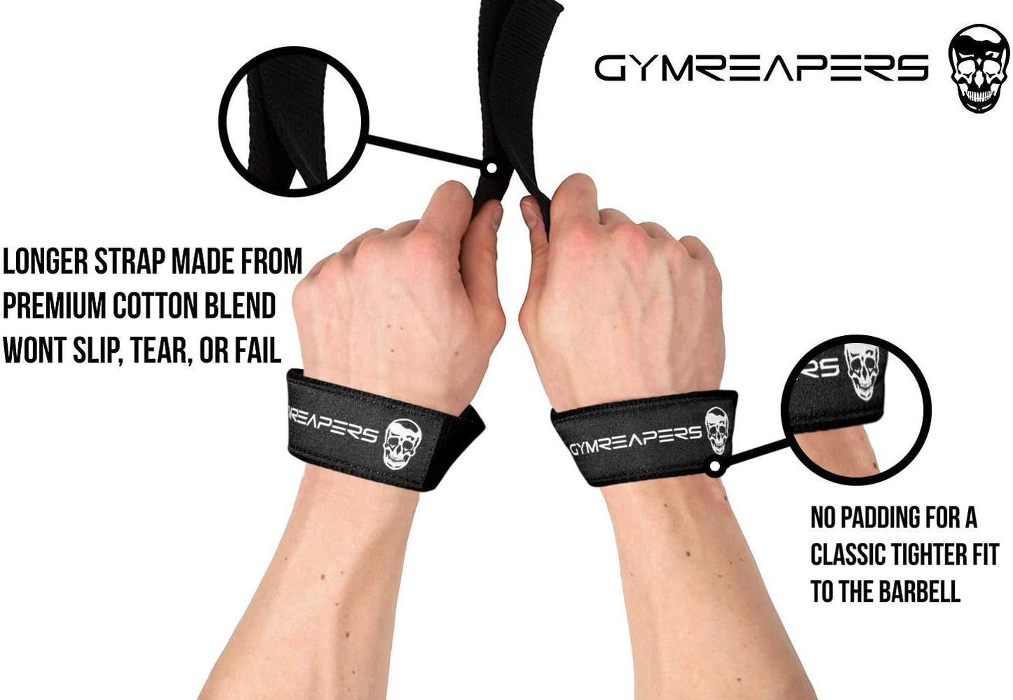 Gymreapers Hebe-Handgelenkbandagen für Gewichtheben, Bodybuilding, Powerlifting, Krafttraining und Kreuzheben – gepolstertes Neopren mit 45,7 cm Baumwolle