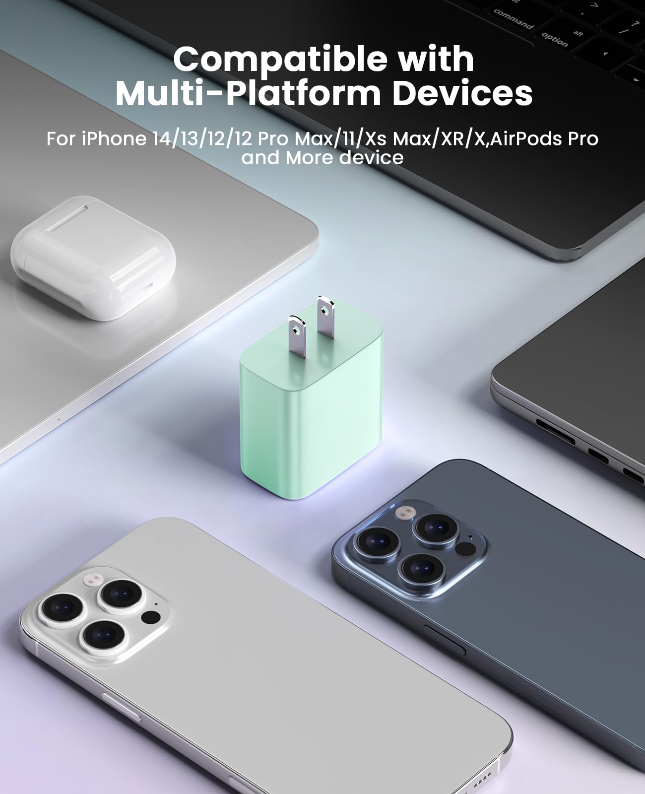 iPhone Ladegerät Schnelllade-2er-Pack Typ C Wandladegerät mit 2er-Pack [1,8 m & 3 m] langem USB C auf Lightning Kabel für iPhone 14/13/12/12 Pro Max/11/Xs Max/XR/X, AirPods Pro