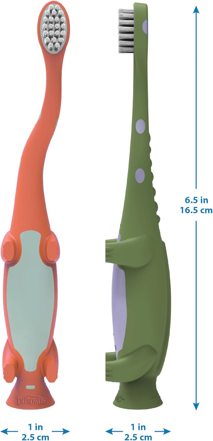 Dr.-Brown's-Trainingszahnbürste-für-Babys-und-Kleinkinder,-weich-für-die-ersten-Zähne,-Giraffe,-BPA-frei,-0-3-Jahre