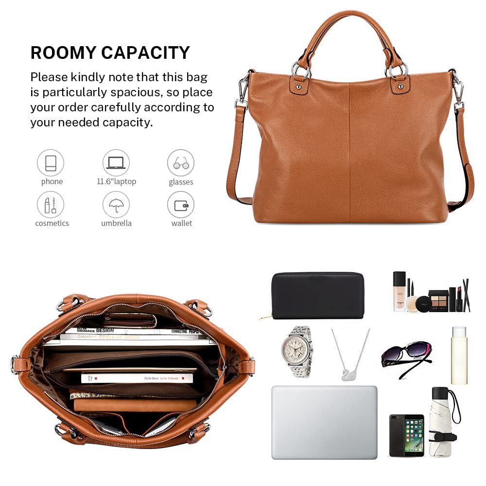 Kattee Damen Weiche Echtleder Tragetasche Schultertasche Handtasche