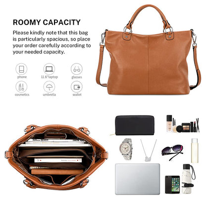 Kattee Damen Weiche Echtleder Tragetasche Schultertasche Handtasche
