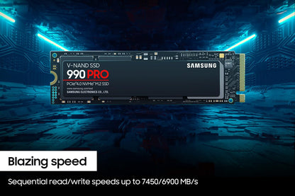 Samsung 990 PRO SSD 2TB NVMe M.2 PCIe Gen4, M.2 2280 Internal Solid State Hard Drive, Seq. Read Speeds Up to 7,450 MB/s for High End Computing, Gaming, and Heavy Duty Workstations, MZ-V9P2T0B/AM