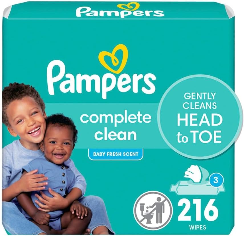 Pampers Complete Clean Baby Wipes - Fresh Scent 3X Pop-Top Packs 216 Count