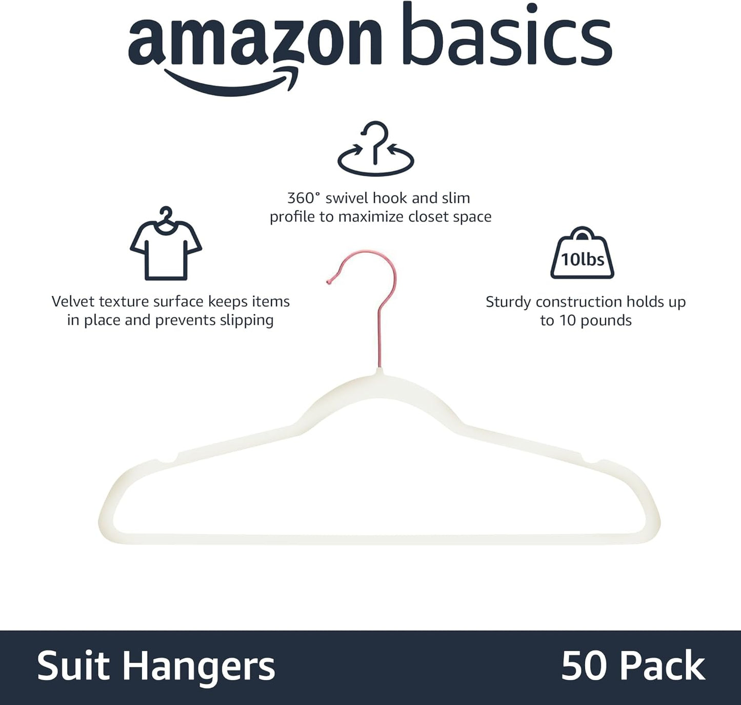 Amazon Basics Samtkleiderbügel für Anzüge – 30er-Pack, Schwarz