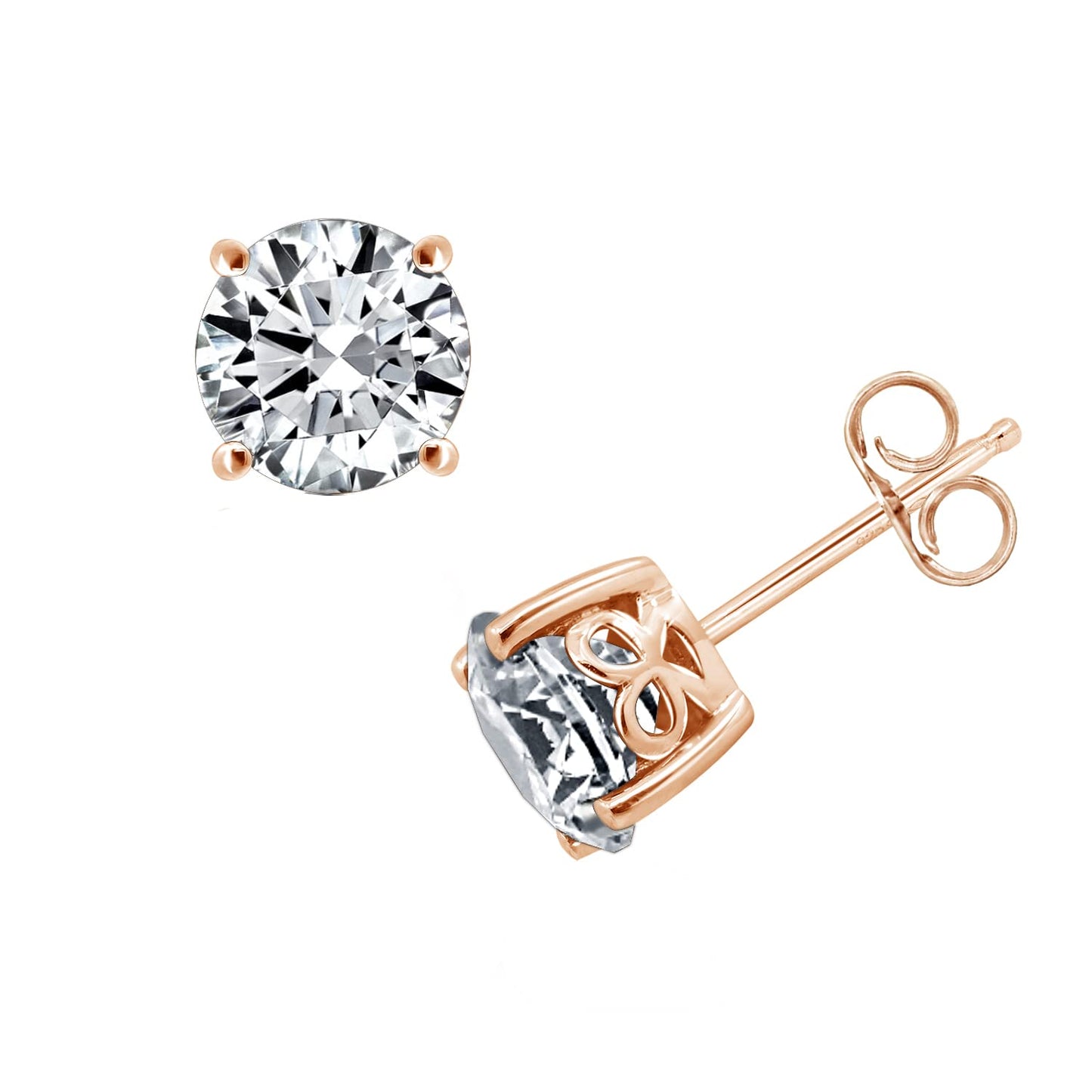 Amazon Essentials Yellow Gold Plated, Platinum or Rose Gold Plated Sterling Silver Infinite Elements Cubic Zirconia Stud Earrings | White, Blue, Green, or Pink Cubic Zirconia