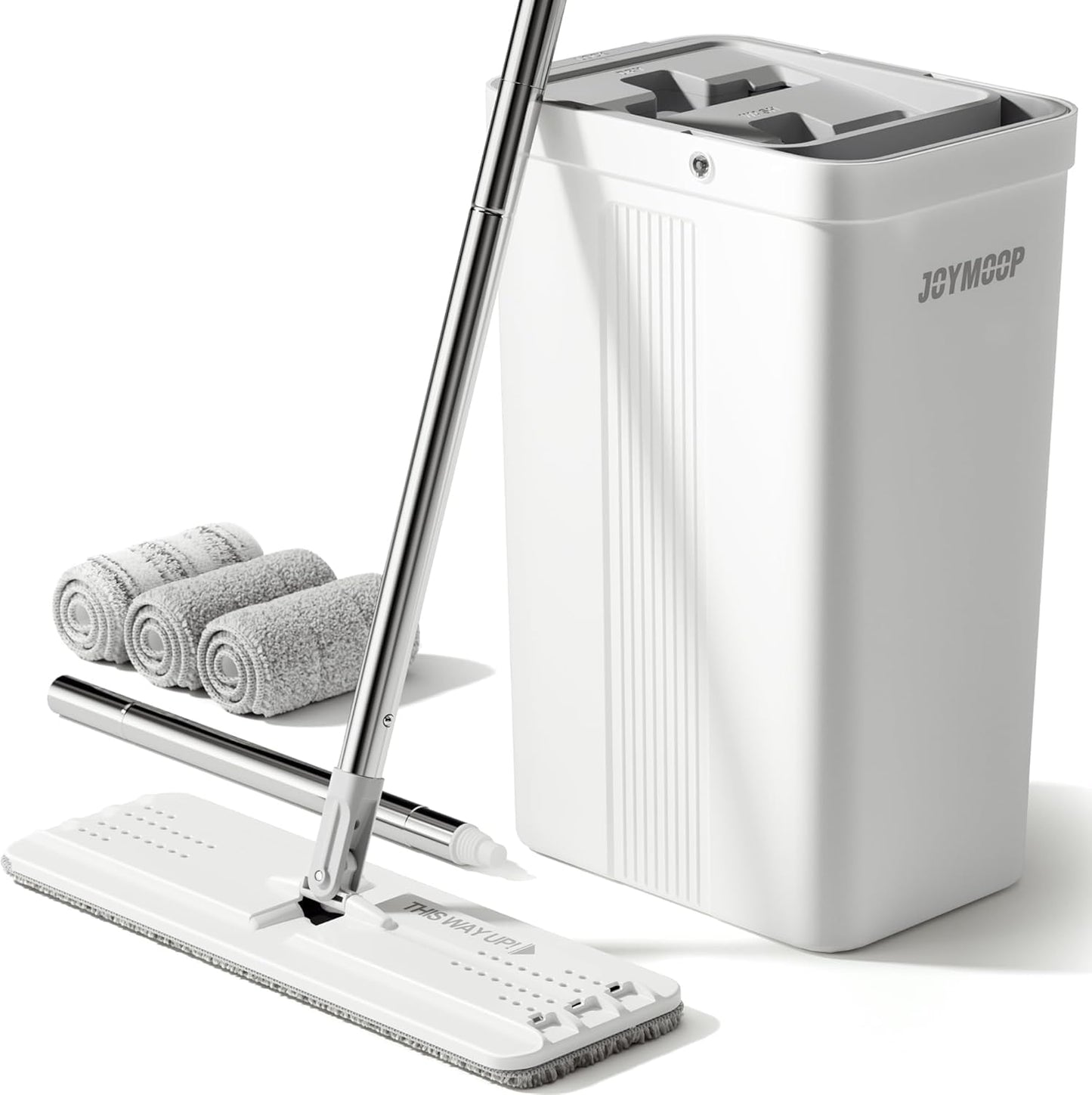 White Bucket #2124 + 60" Flat Mop + 3 Pads