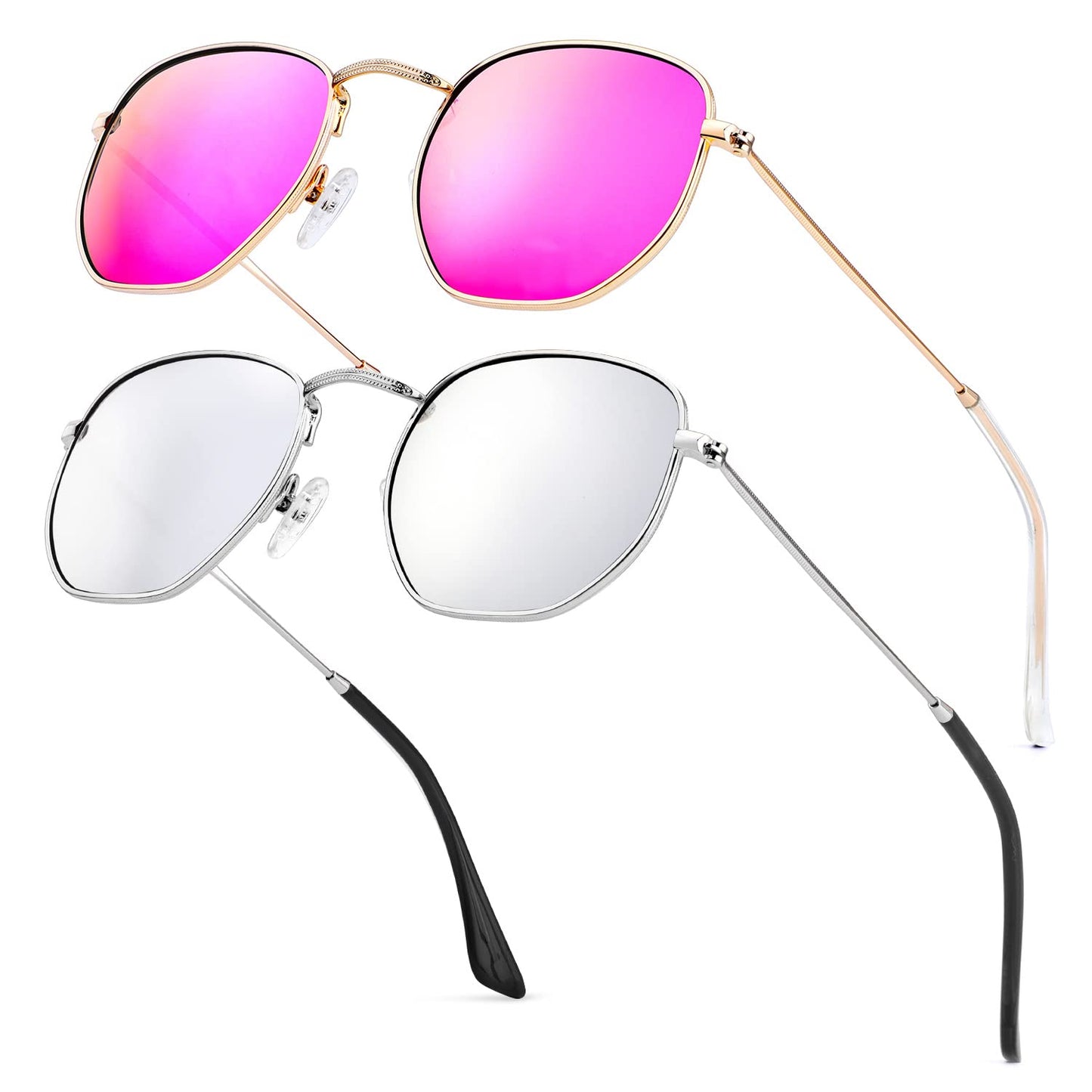 B12 (2 Pack) Gold/Pink + Silver/Silver (Hexagonal)52 Millimeters