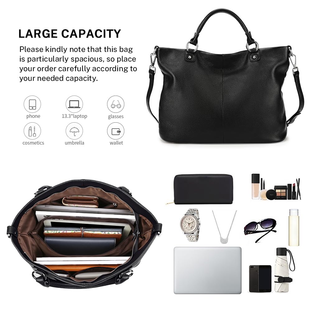 Kattee Damen Weiche Echtleder Tragetasche Schultertasche Handtasche