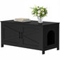 Homhedy Cat Litter Box Enclosure, Wooden Cat Washroom Furniture with Barn Door, Pet House, Fit Most of Litter Box, White