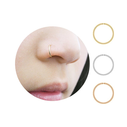 LUCKYJEWUS Small Thin Gold or Sterling Silver Nose Ring Hoop for Women, Tiny Nose Piercing jewelry