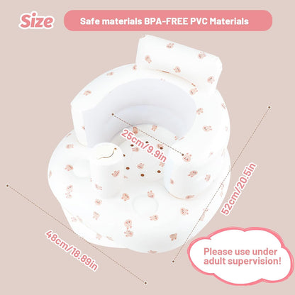 Aufblasbarer Babysitz, aufblasbarer Babystuhl für Babys ab 3 Monaten, aufblasbarer Sommerstuhl mit integrierter Luftpumpe, Baby-Bodensitz zum Sitzenlernen, Spielen, Campen, Orange