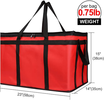 Bodaon Isolierte Essensliefertasche - Warm- & Kalthaltetransporttasche, Catering/Doordash Pizzawärmer, Einkaufstasche, Kühltasche für Partys (Schwarz-Rot, 1 St.), Ideal für den Transport warmer Speisen