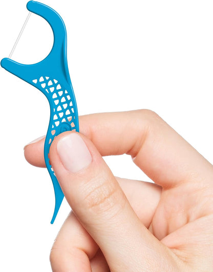 GUM Advanced Care Flosser Picks, Infused with Vitamin E & Fluroide, Fresh Mint Flavour, Blue, 150 Flossers (1 Bag)