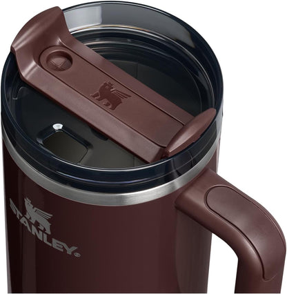 Vaso Stanley Quencher H2.0 con asa y pajita de 40 oz | Tapa Flowstate de 3 posiciones | Compatible con portavasos para viajes | Vaso térmico de acero inoxidable | Sin BPA | Arándano