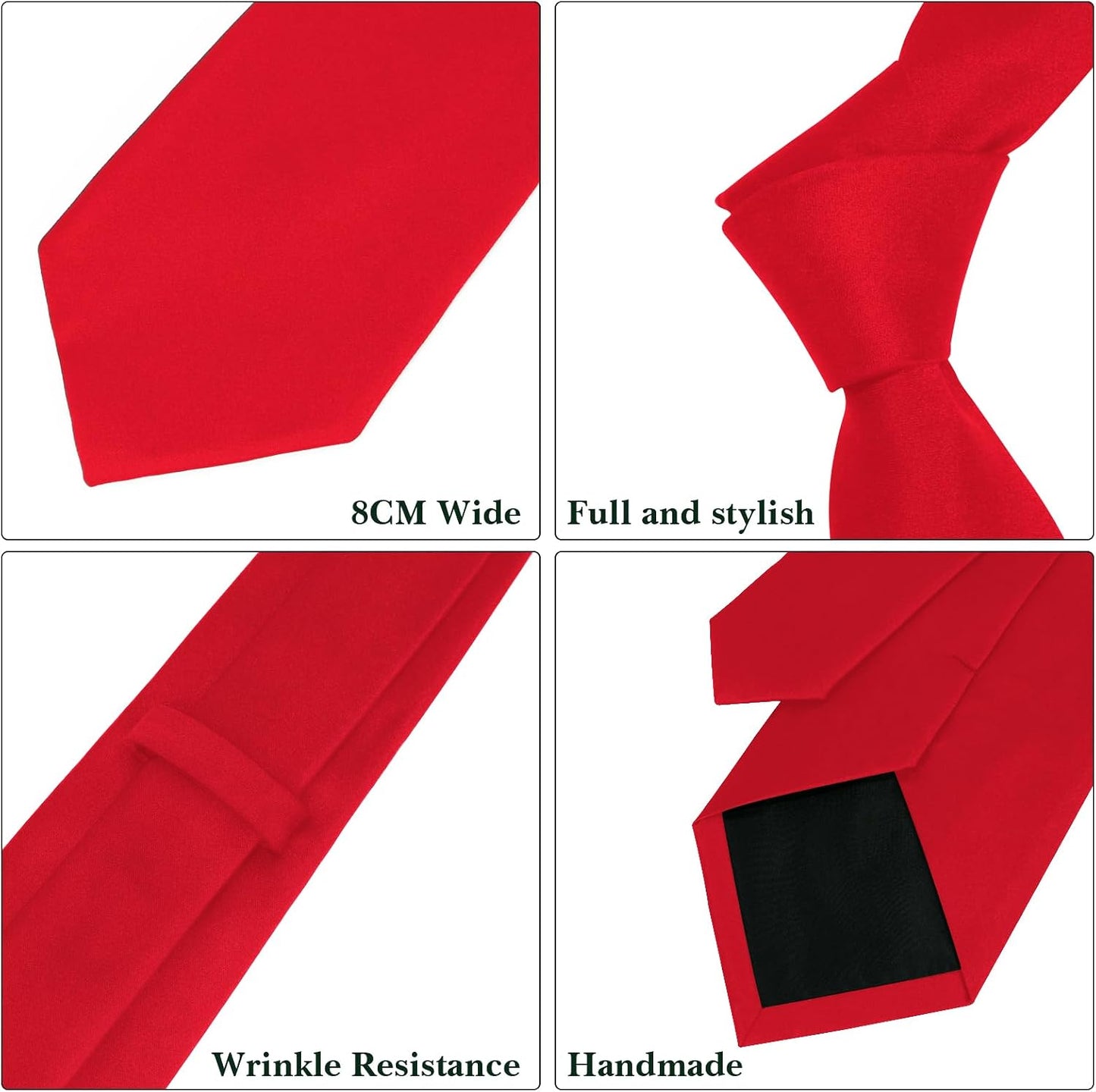 Men's Ties Solid Pure Color 3.15" (8CM) Necktie Black Ties For Men