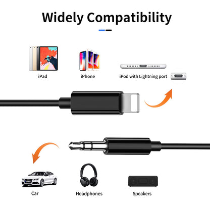 iSkey [Apple MFi zertifiziert] Aux-Kabel für iPhone, 3,5mm-Aux-Kabel für Auto kompatibel mit iPhone 14 13 12 11 XS XR X 8 7 6 iPad iPod für Auto-Stereoanlage, Lautsprecher, Kopfhörer, unterstützt alle iOS-Versionen