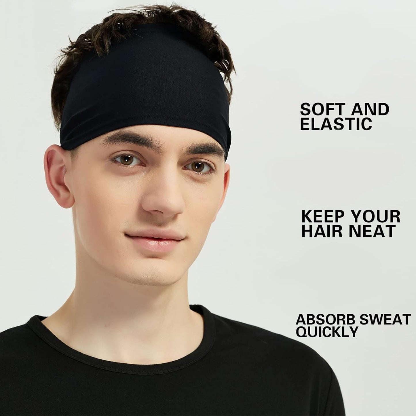 Sport Stirnbänder für Herren (5er Pack), Feuchtigkeitsableitendes Workout-Stirnband, Schweißband Stirnbänder zum Laufen, Radfahren, Fußball, Yoga, Haarband für Damen und Herren