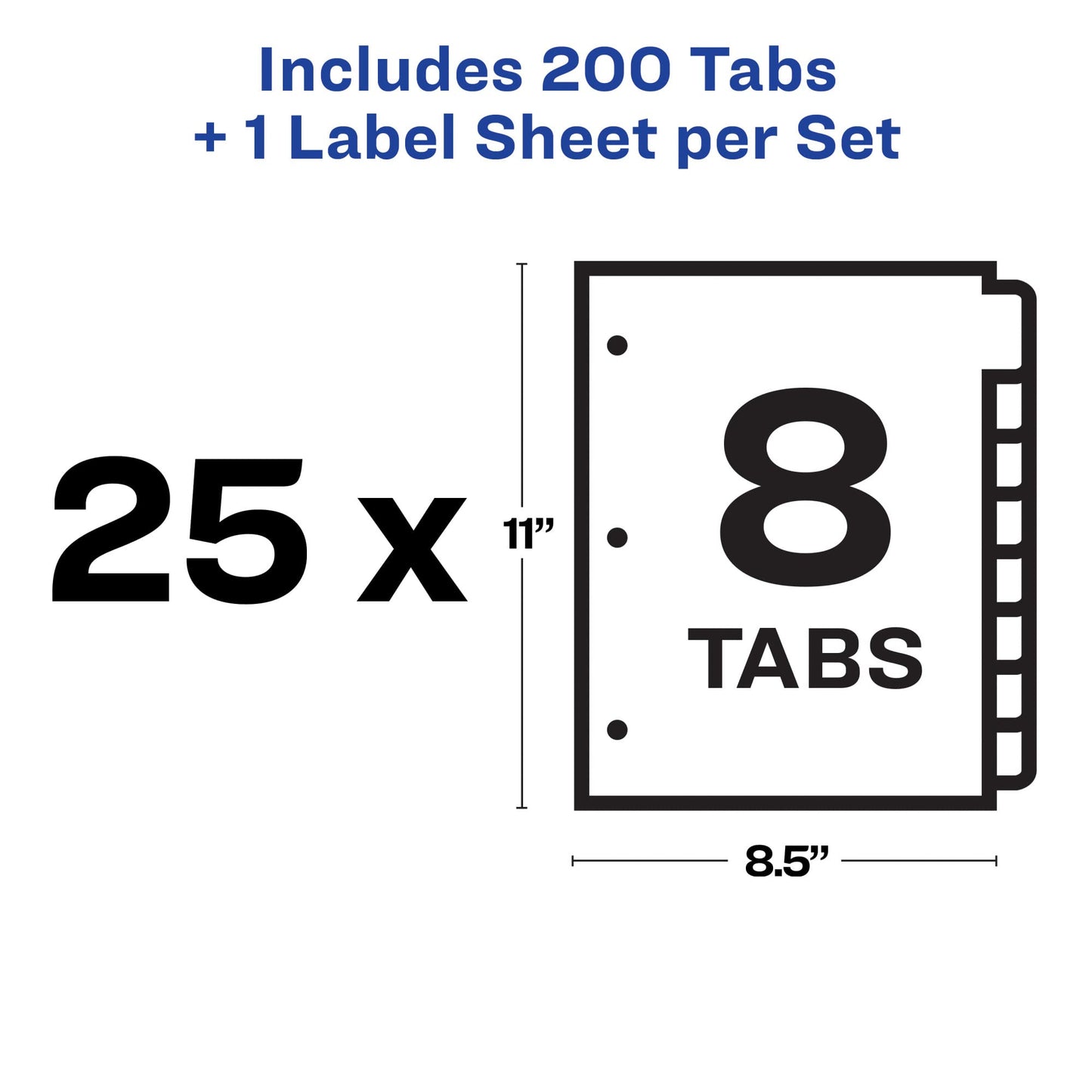 Avery 8 Tab Dividers for 3 Ring Binder, Easy Print & Apply Clear Label Strip, Index Maker Customizable Multicolor Tabs, 25 Sets (11424)