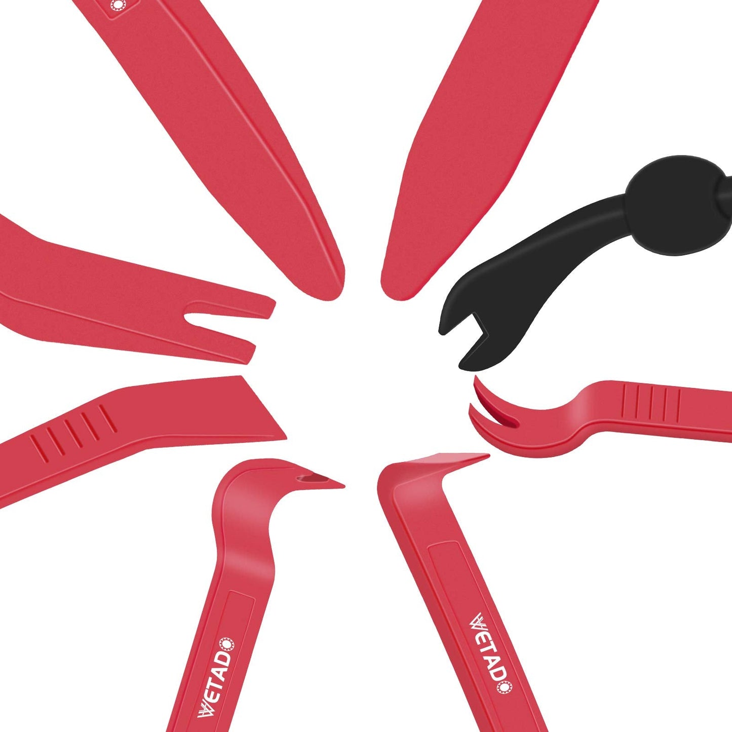 Wetado Trim Removal Tool, Car Upholstery Repair Kit, Car Door Audio Panel Trim Removal Set, Fastener Terminal Remover Tool Set Clips Pry Kit Auto Clip Pliers (8PCS Red)