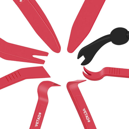 Wetado Trim Removal Tool, Car Upholstery Repair Kit, Car Door Audio Panel Trim Removal Set, Fastener Terminal Remover Tool Set Clips Pry Kit Auto Clip Pliers (8PCS Red)