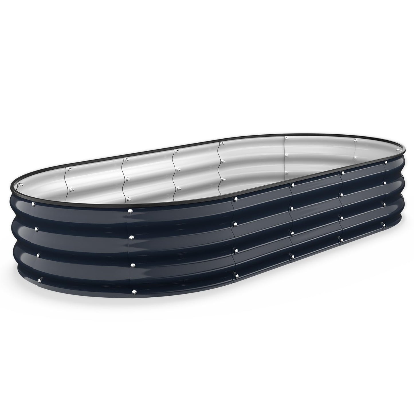 Kesfitt Raised Garden Bed, 5x2x1 FT Galvanized Steel Metal Raised Garden Bed, Oval Open-Bottom Design, 12-Inch Deep for Outdoor Vegetable & Herb Gardening, Fruit Green