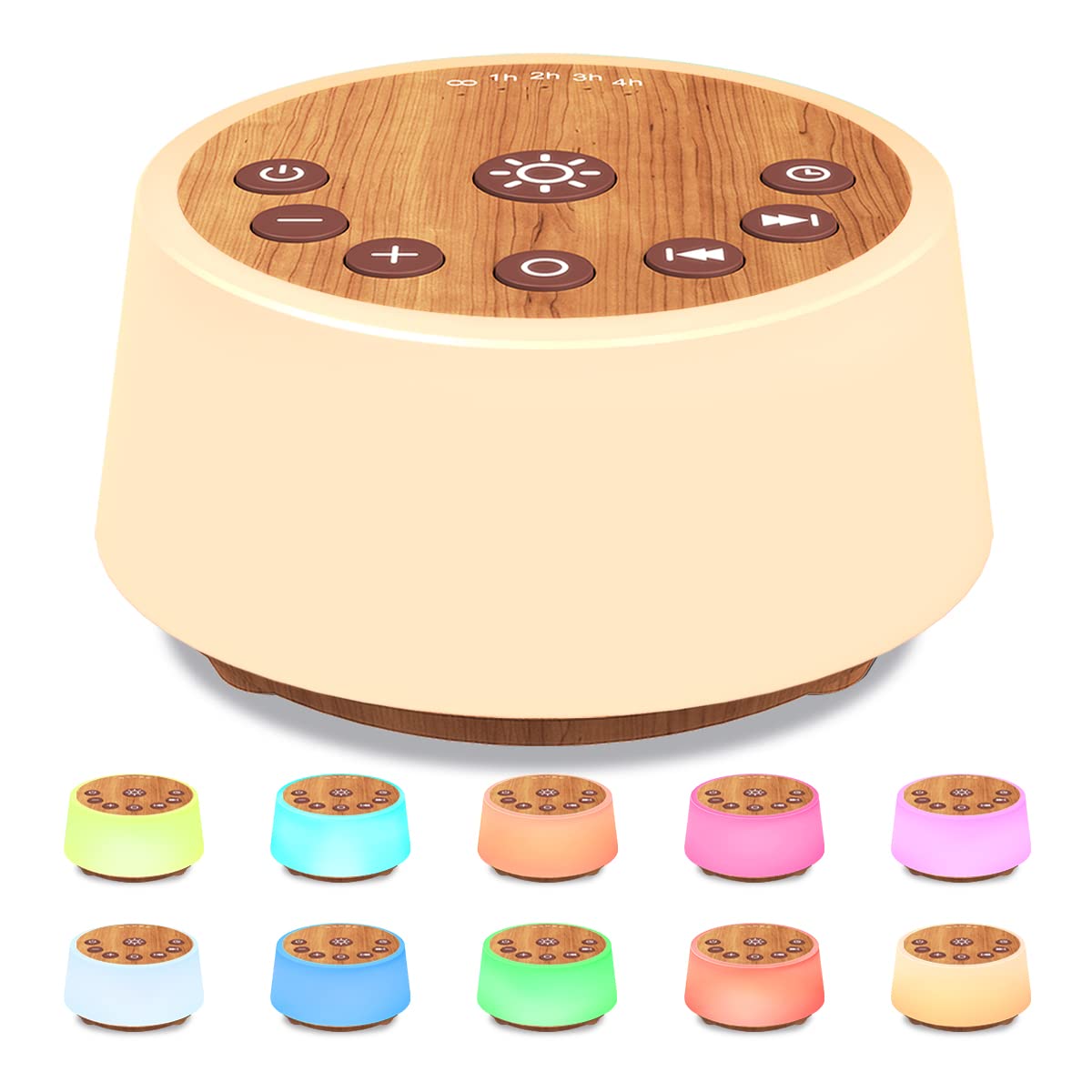 Color Noise Sound Machines with 10 Colors Night Light 25 Soothing Sounds and Sleep White Noise Machine 32 Volume Levels 5 Timers Adjustable Brightness Memory Function for Adults Kids Baby