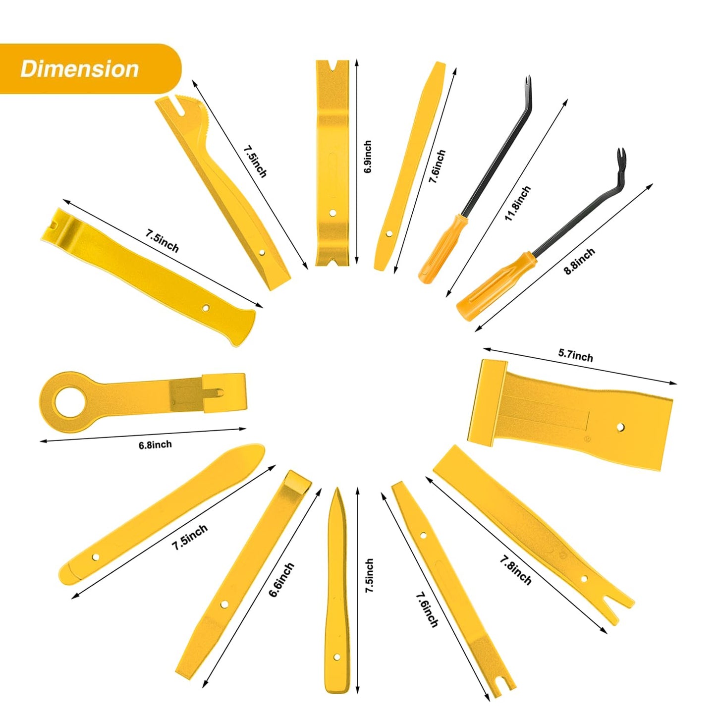 GOOACC 5PCS Auto Trim Removal Tool Kit No-Scratch Pry Tool Kit for Car Door Clip Panel & Audio Dashboard Dismantle -5PCS