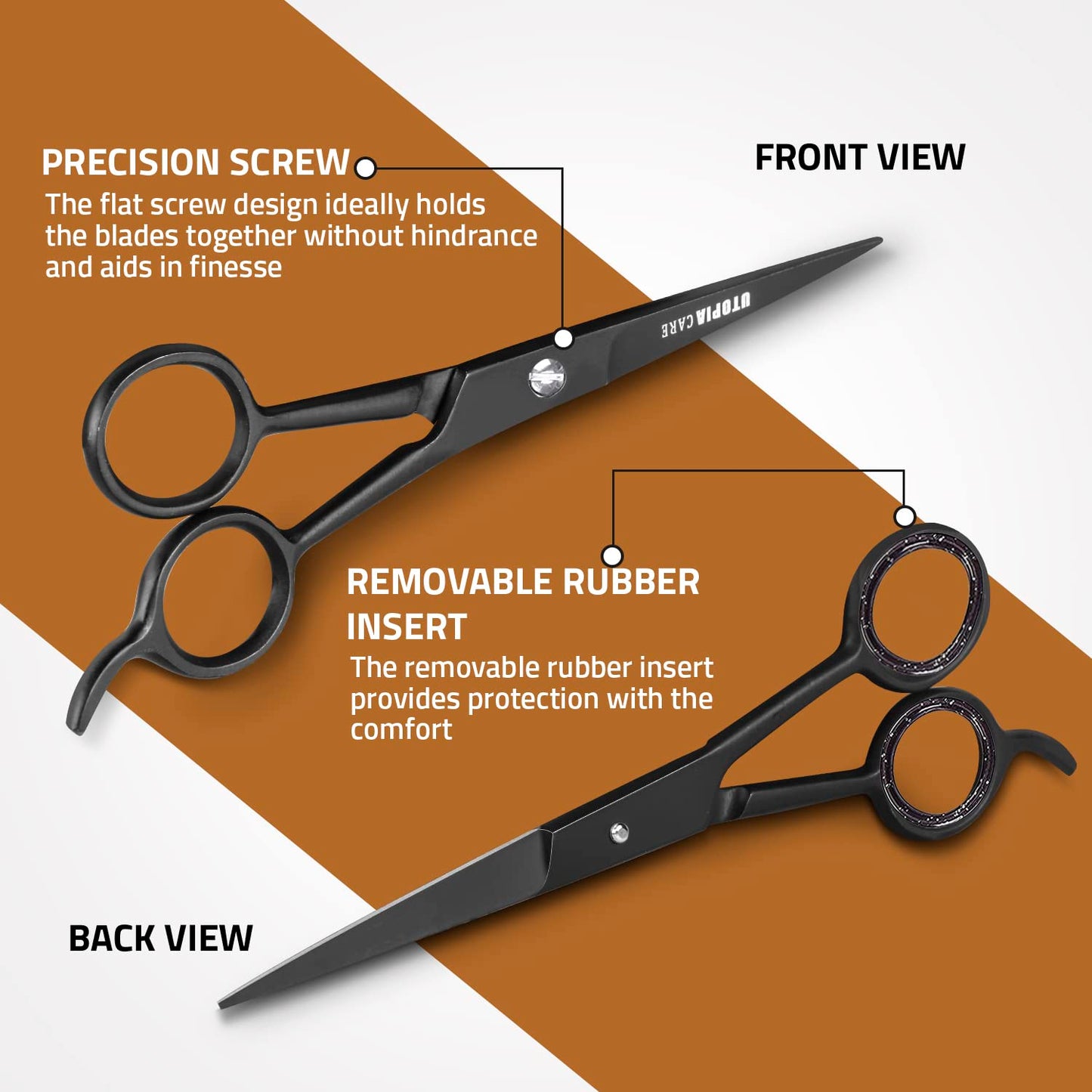 Utopia Care Haarschneide- und professionelle Friseurschere 6,5 Zoll, Premium Edelstahl Schere mit glattem Rasiermesser und scharfen Klingen für Salons, Männer, Frauen und Kinder, Silber