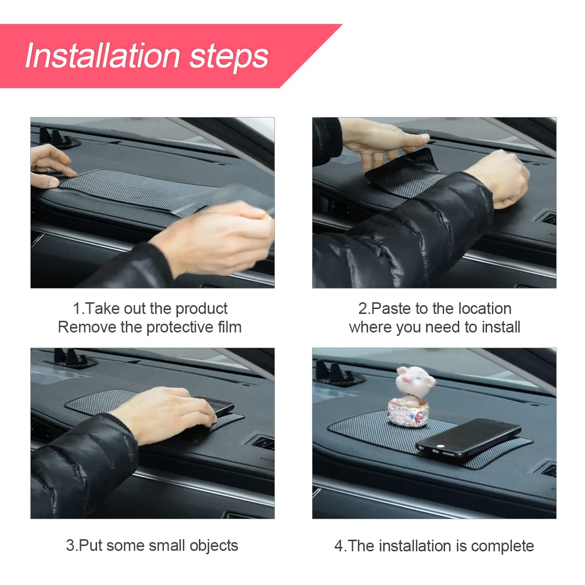 Auto-Armaturenbrett-Anti-Rutsch-Gummipad, 27 x 15 cm Universal rutschfeste Auto-Magic-Armaturenbrett-Haftmatte für Handys, Sonnenbrillen, Schlüssel, elektronische Geräte und mehr (Schwarz/Gitter)