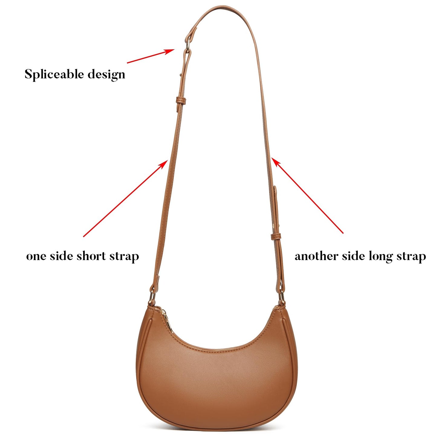 Barabum Kleine Umhängetasche für Damen, halbmondförmige Geldbörse, Y2K Trend Clutch Handtaschen